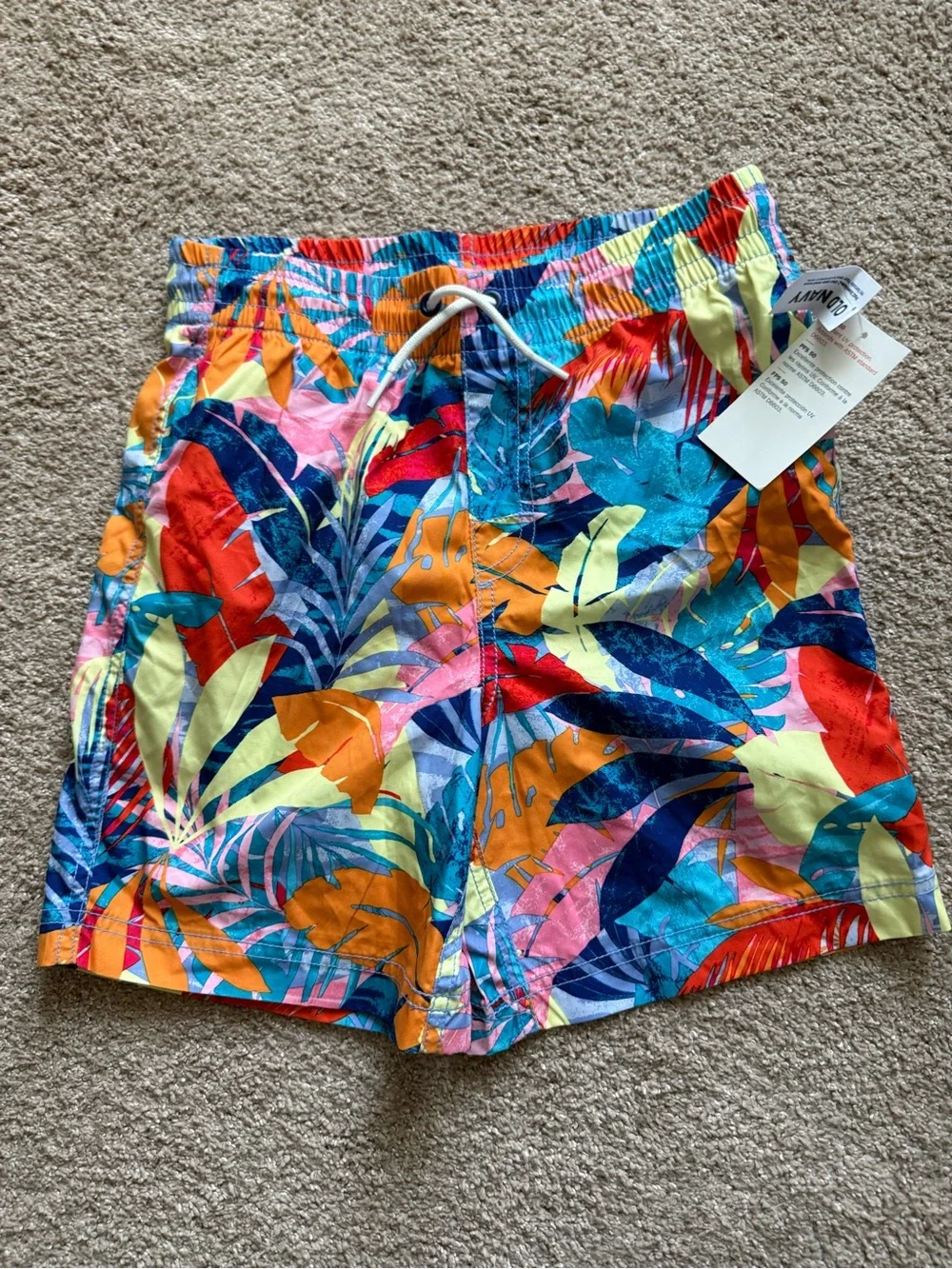 NWT Old Navy Tropical Swim Shorts - Blue Orange Multi Size L (10-12)